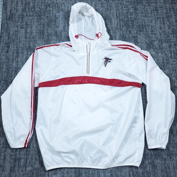 White Atlanta Falcons Rain Jacket Size XL NFL Team Apparel Windbreaker - Picture 1 of 14